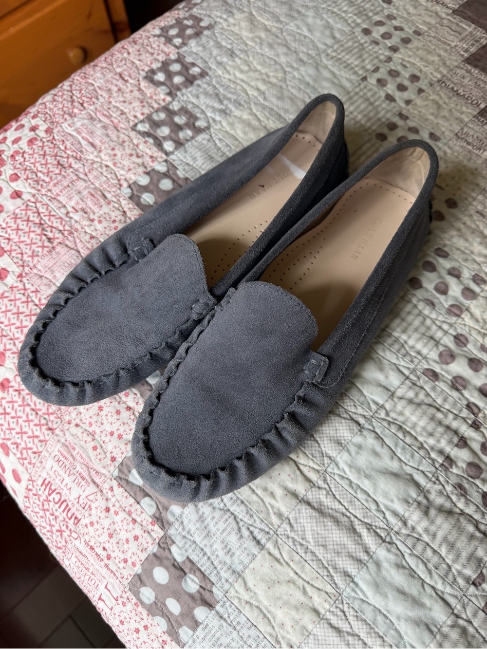 Cole Haan Women's blue/grey Suede Loafers - Classic Slip-On Moccasin